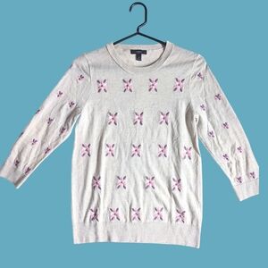 J. Crew Cream Sweater with Pink Accents